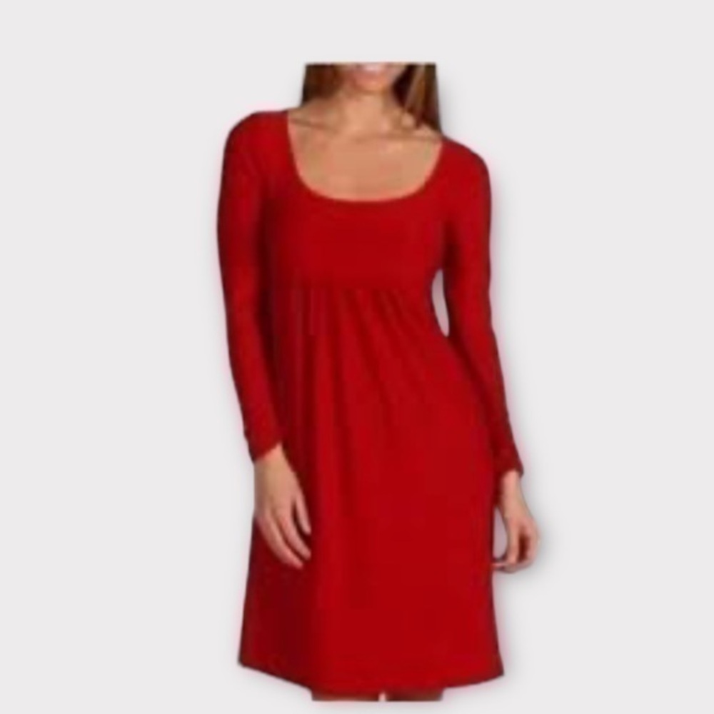 Norma Kamali scoop knock jersey knit baby doll dress in deep red